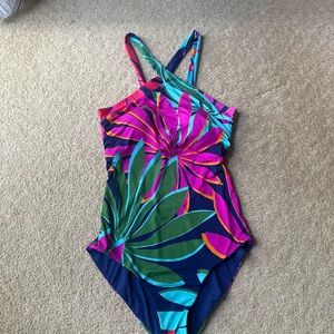 Trina Turk Wailea Reversible High Neck One-Piece Swimsuit